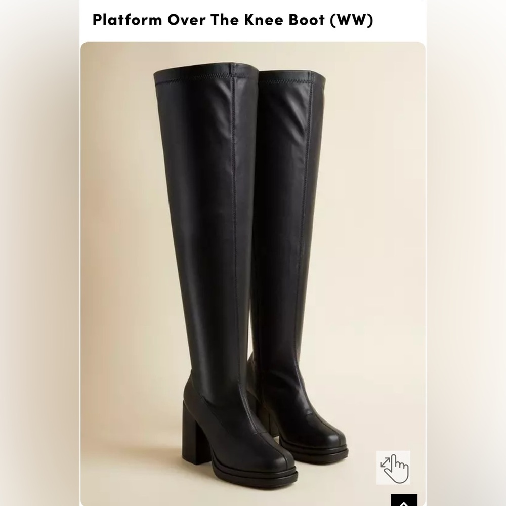 Black Over The Knee Boots size 8WW